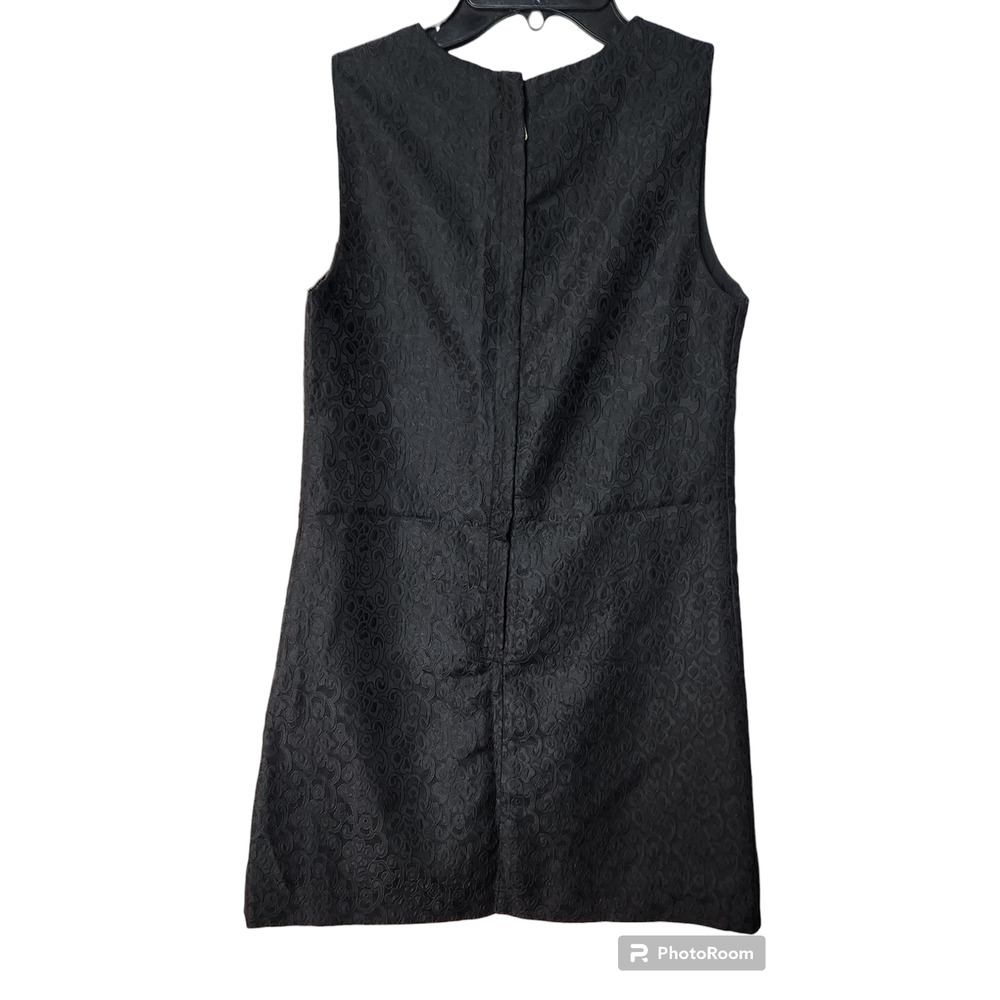 NJ Couture Floral Appliqued Black Shift Dress S - Picture 5 of 5